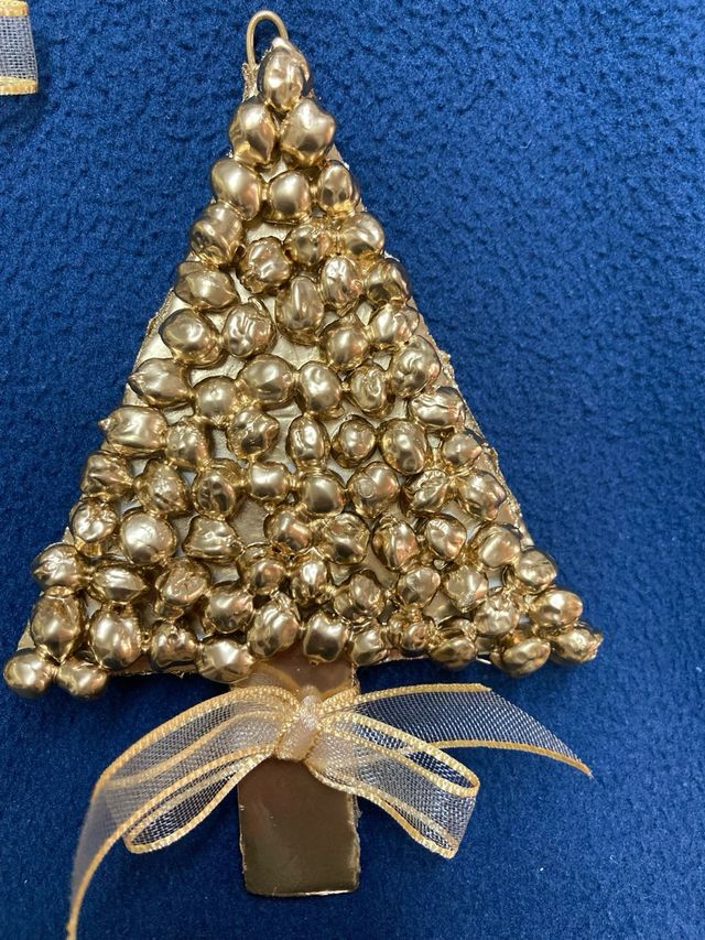 Set 3 Decorazioni Alberi Natale Oro Fatti a Mano