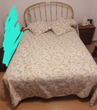 Colcha calidad vintage cama 135 flores + 2 Cojines