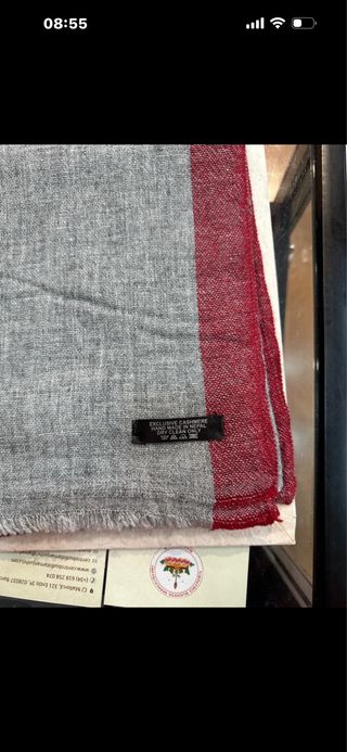 Bufanda Pashmina Gris y Roja