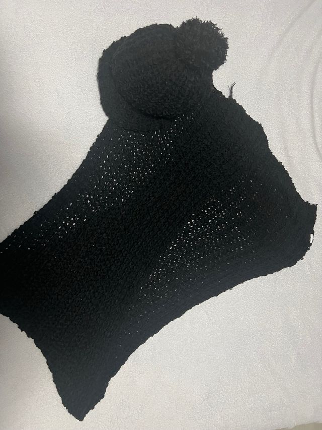 Gorro y bufanda tejido negro