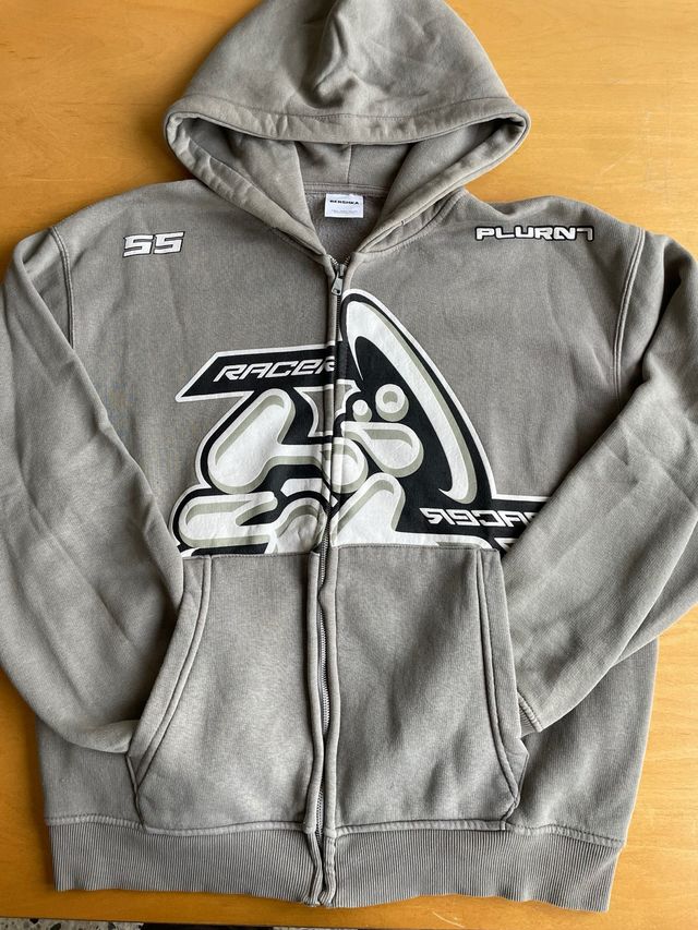 Sudadera Bershka gris con cremallera