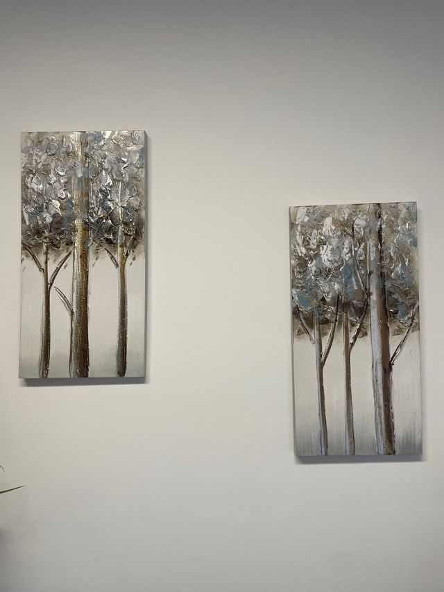 Pack 2 Cuadros Árboles Dorado y Plateado