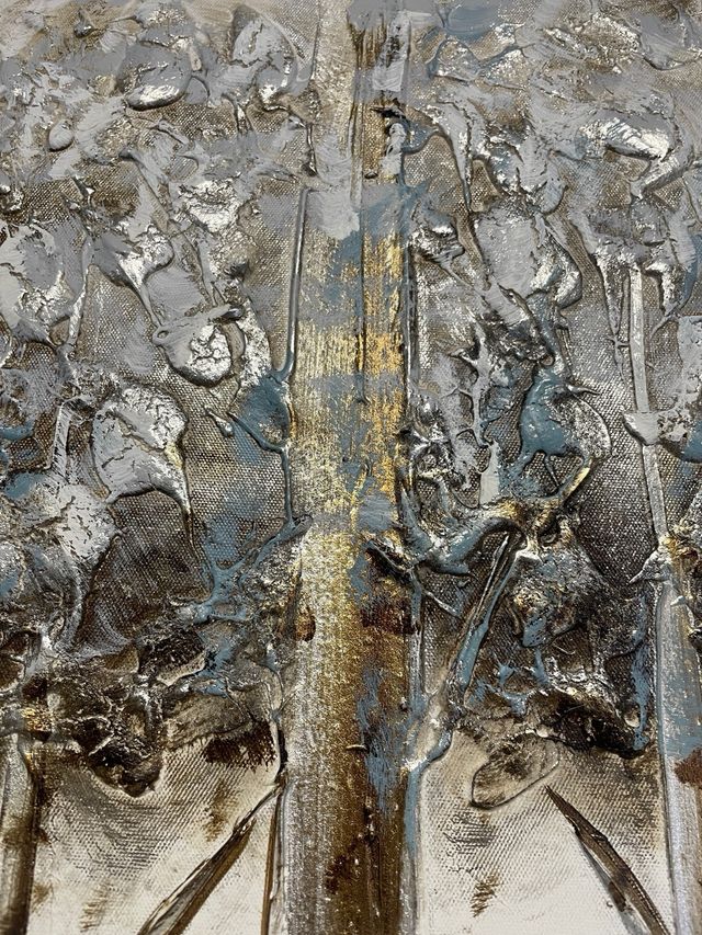 Pack 2 Cuadros Árboles Dorado y Plateado