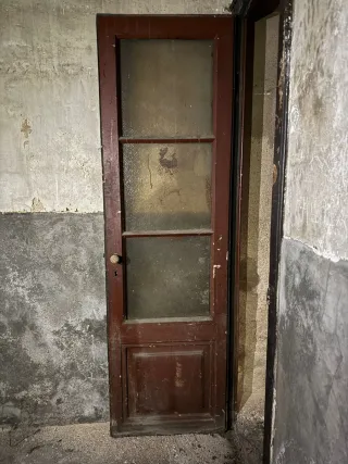 Puerta estrecha madera cristal esmerilado 59 cm