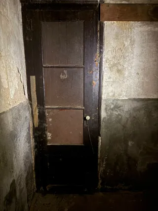 Puerta estrecha madera cristal esmerilado 59 cm