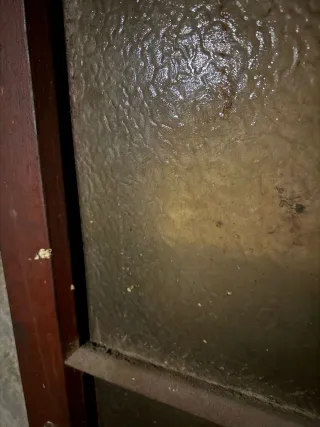 Puerta estrecha madera cristal esmerilado 59 cm