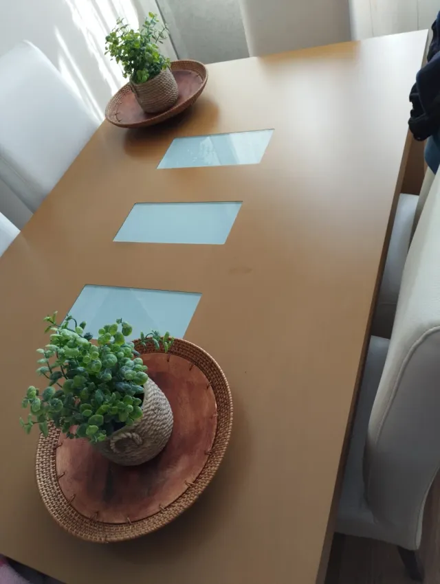 Mesa Comedor Madera y Cristal