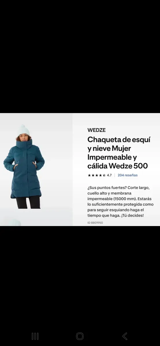 Chaqueta esquí y nieve mujer Wedze 500