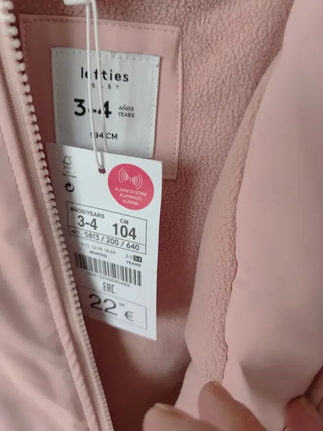 Parka niña rosa talla 3 años