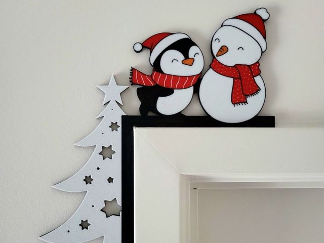 Decorazione porta/finestra pinguino e pupazzo