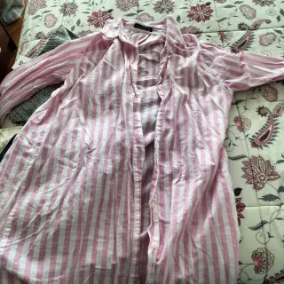 Vestido camisero rayas rosa y blanco Talla M