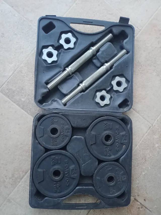 Mancuernas musculación con discos y maletín