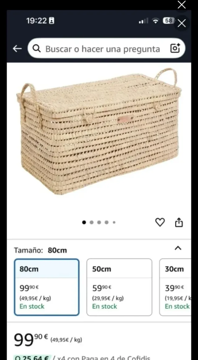 Cesta mimbre/yute NUEVA 80cm