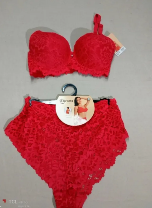 Completo intimo Ancona rosso pizzo taglia XXL