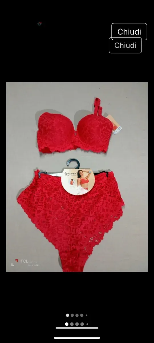 Completo intimo Ancona rosso pizzo taglia XXL