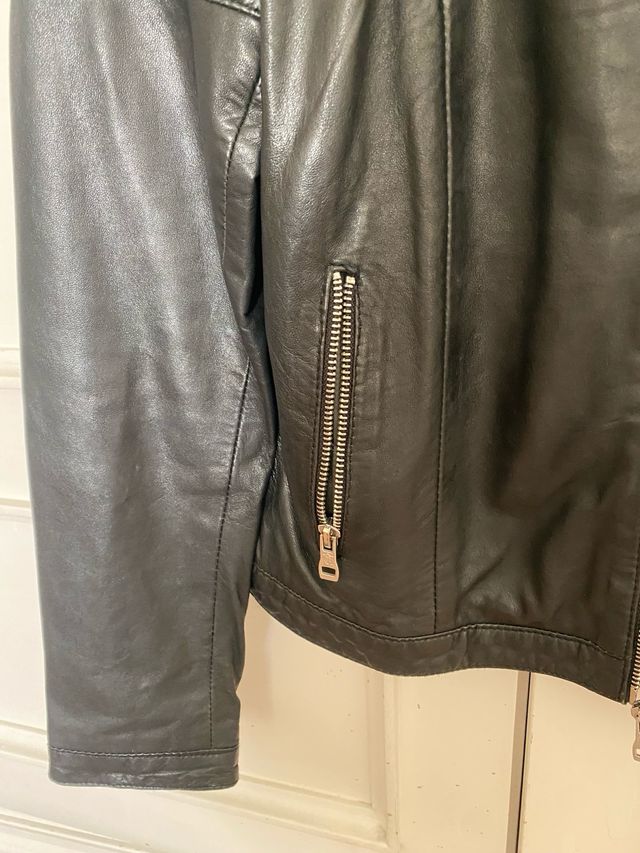 Cazadora Piel Massimo Dutti Negra