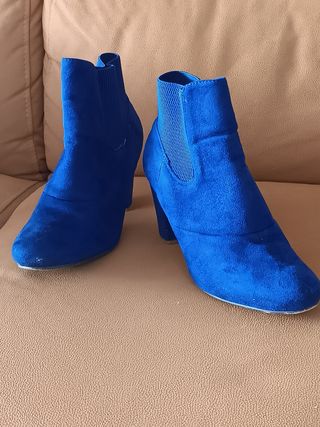 Botines de tacón azul para mujer