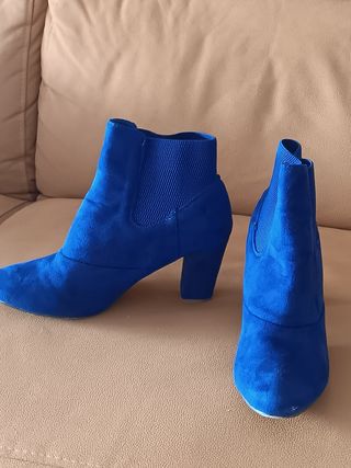 Botines de tacón azul para mujer