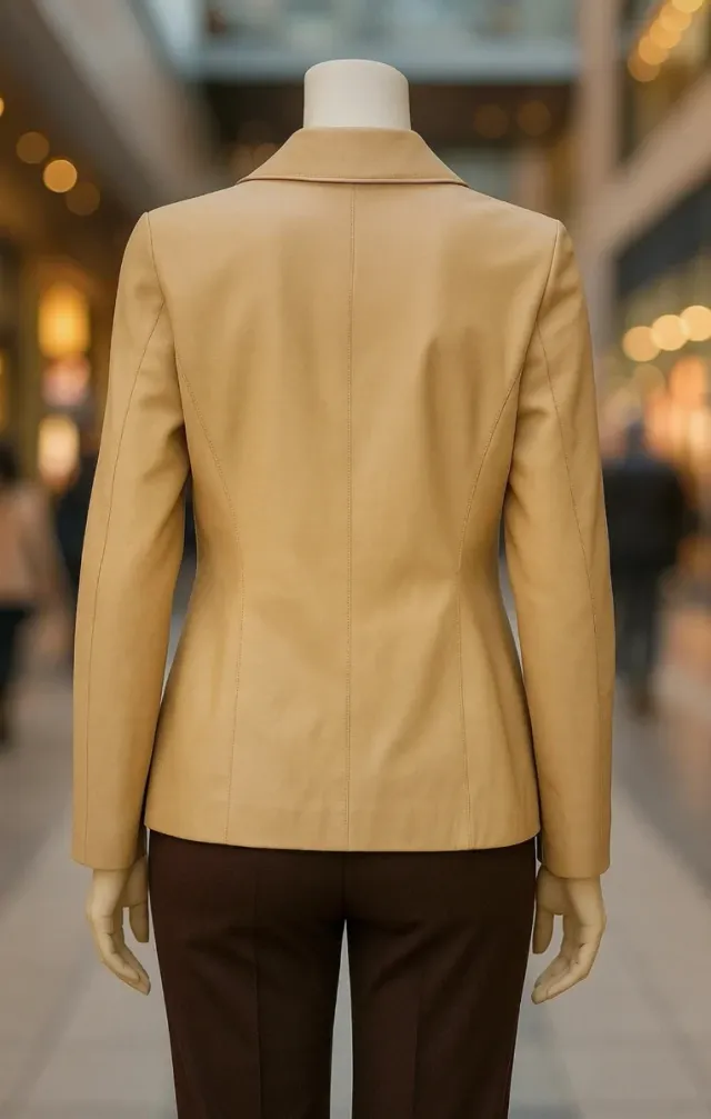 Chaqueta de cuero beige