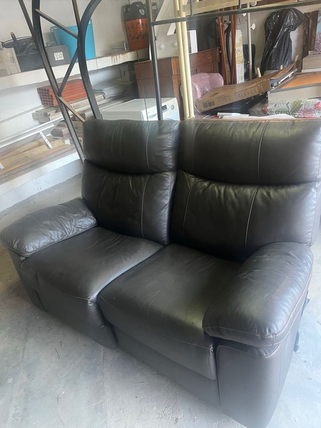 Sofá 2 plazas Polipiel Negro/Marrón