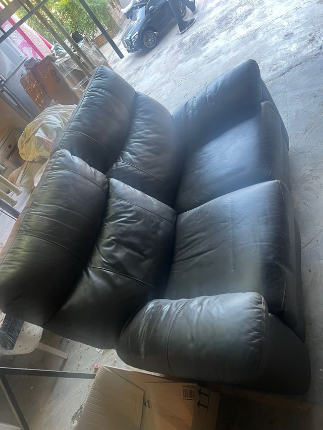 Sofá 2 plazas Polipiel Negro/Marrón