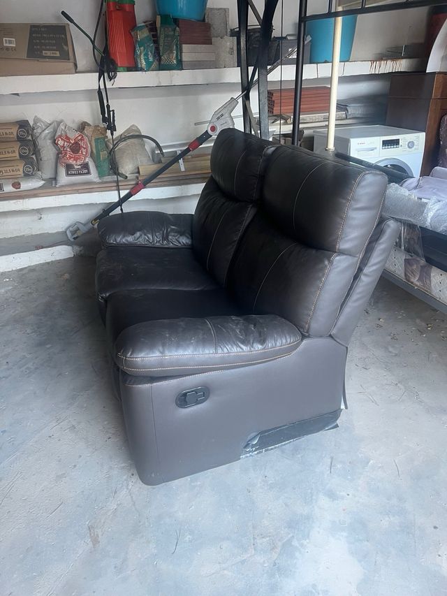 Sofá 2 plazas Polipiel Negro/Marrón