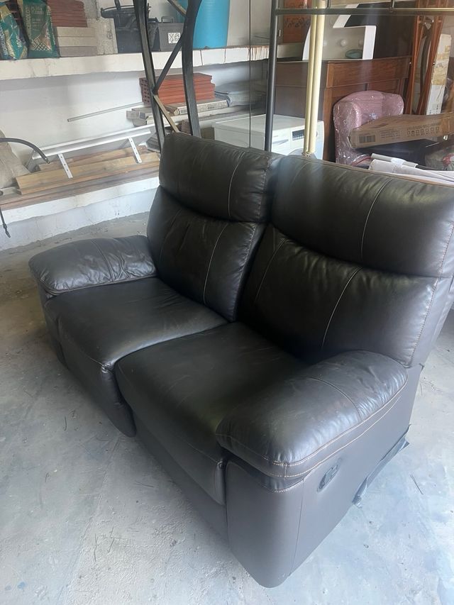 Sofá 2 plazas Polipiel Negro/Marrón