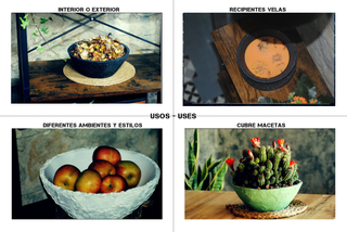 Pezzo di cemento ovale 18 cm rustico rosso