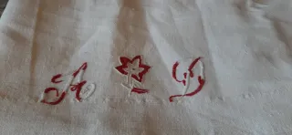 Lenzuolo matrimoniale vintage ricamato A&D