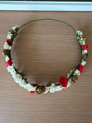 Tocado/corona de Flores Blanco y Rojo