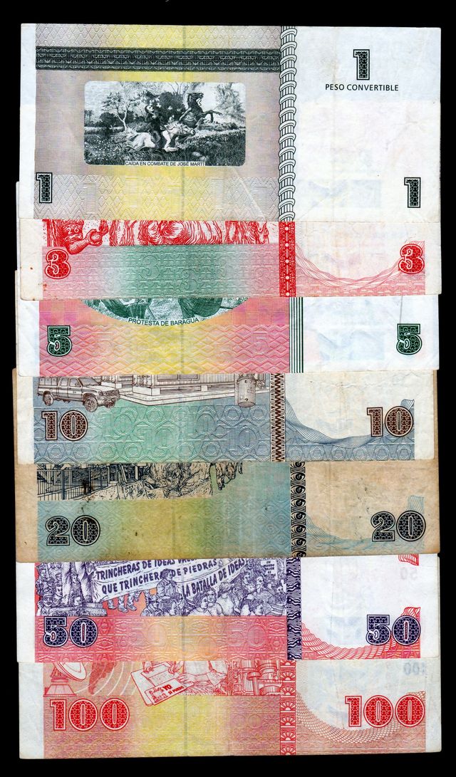 Cuba 1, 3, 5, 10, 20, 50, 100 Pesos CUC 7 Billetes