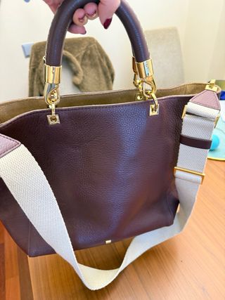 Bolso Piel Purificación Garcia Morado y Dorado
