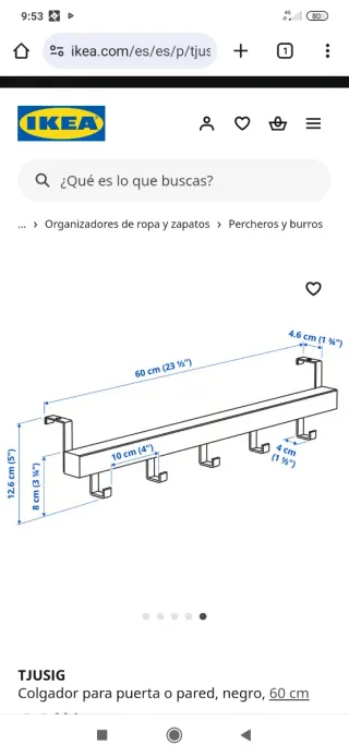 Perchero Ikea Tjusig Negro