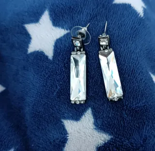 Pendientes largos bisutería plata y cristal
