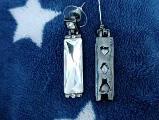 Pendientes largos bisutería plata y cristal