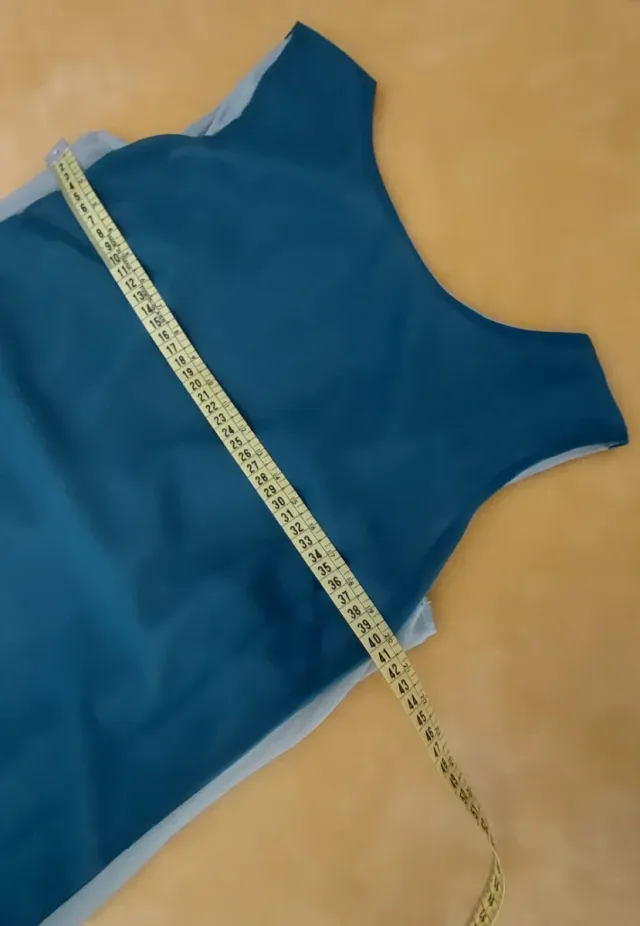 Vestido largo de gasa verde azulado