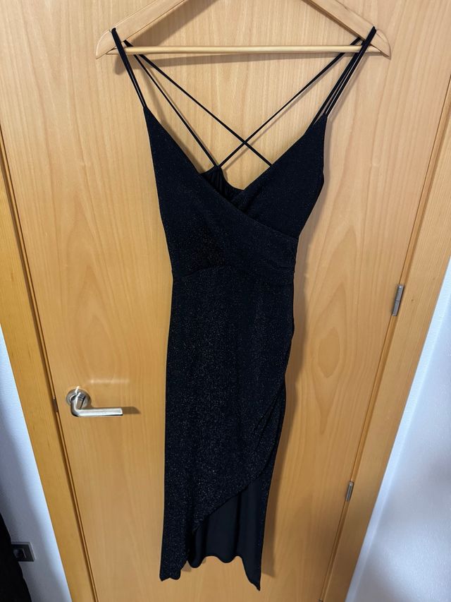 Vestido Lurex Negro Cruzado made in Italy