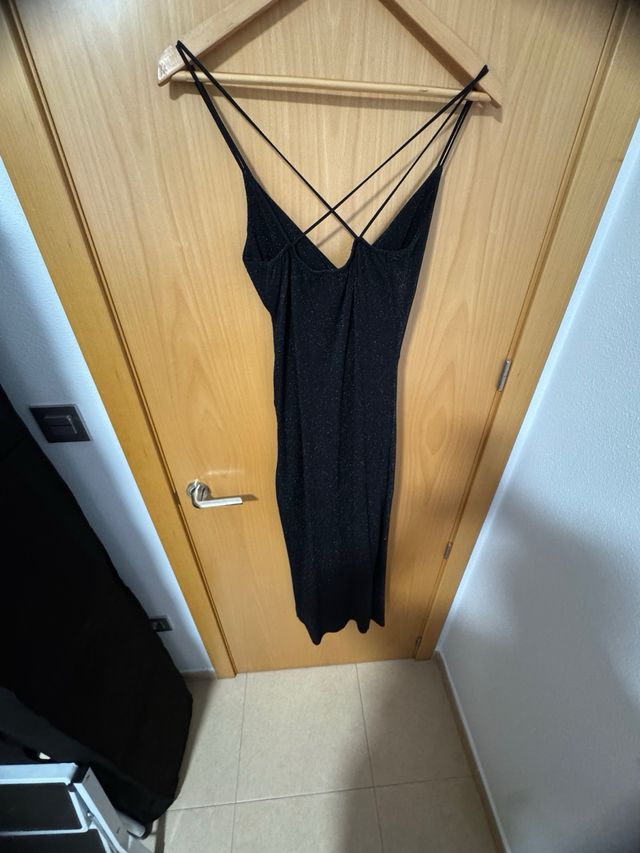 Vestido Lurex Negro Cruzado made in Italy