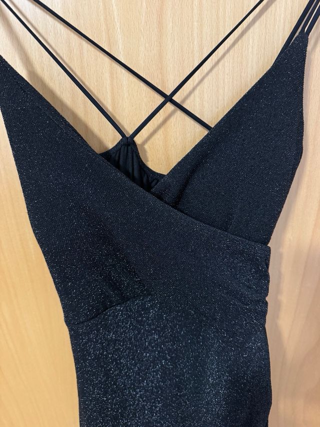 Vestido Lurex Negro Cruzado made in Italy