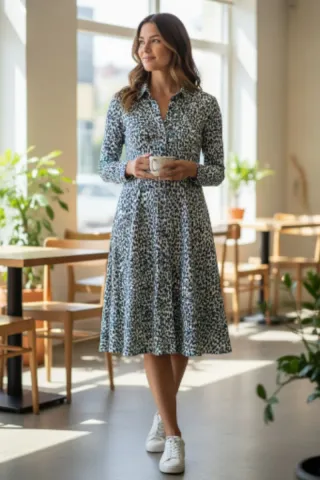 Vestido estampado verde y morado