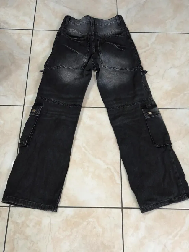 Jeans donna cargo neri/grigi