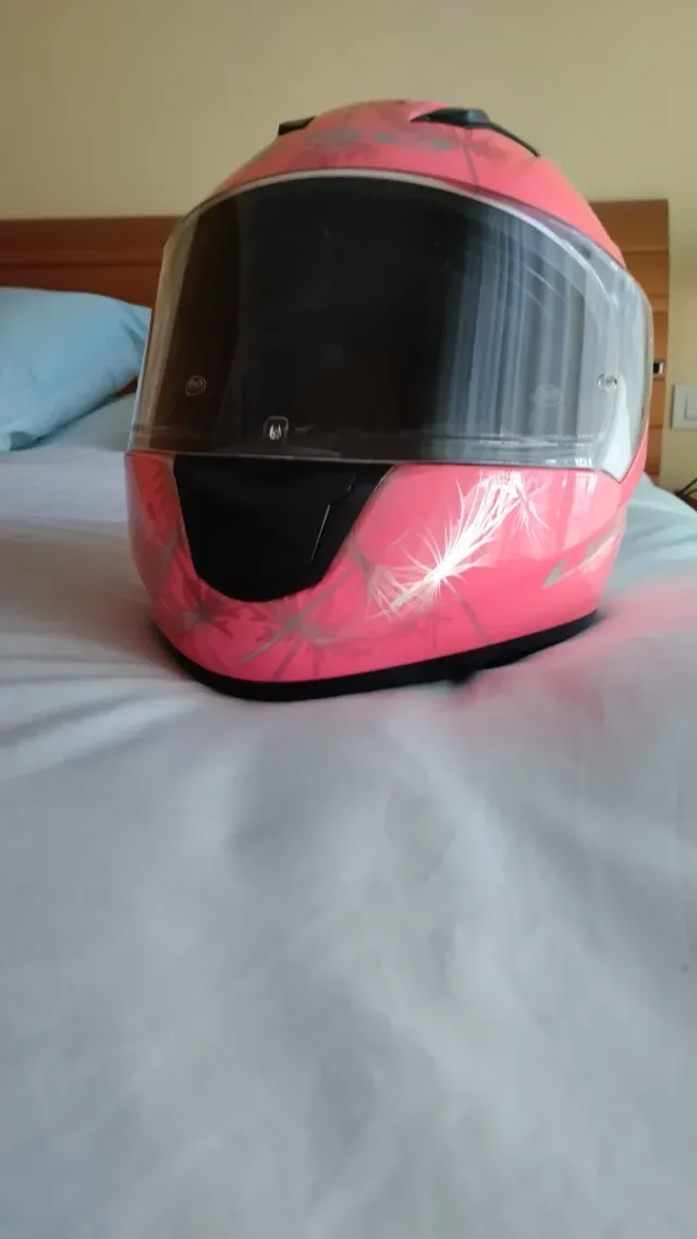 Casco Moto Mujer Rosa Diseño Palmeras