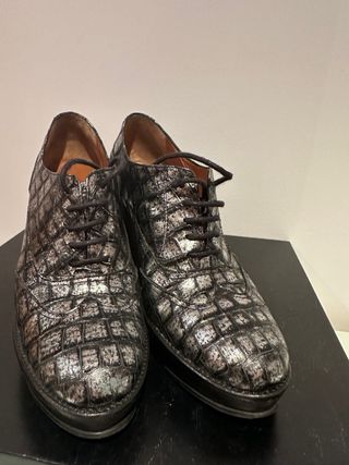 Zapatos Pons Quintana Piel Cocodrilo Plata