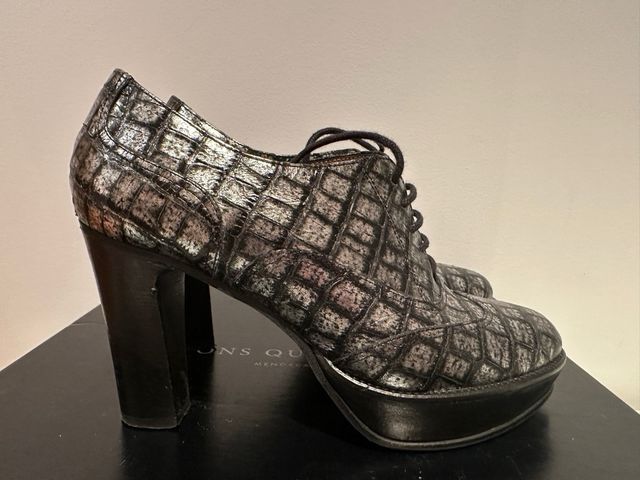 Zapatos Pons Quintana Piel Cocodrilo Plata