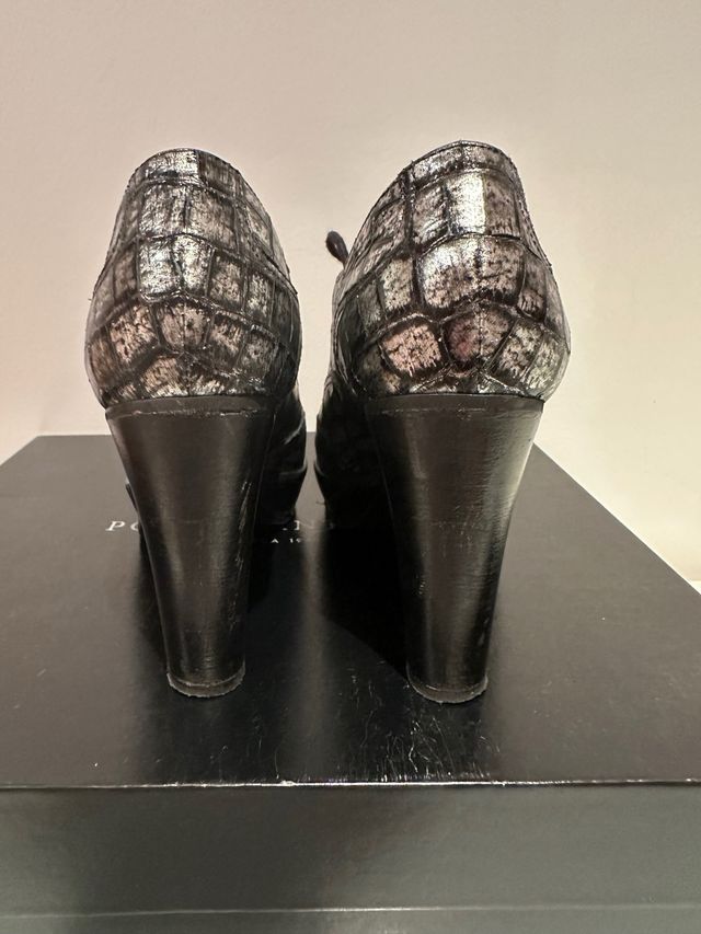 Zapatos Pons Quintana Piel Cocodrilo Plata