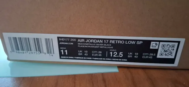 Nike Air Jordan 17 low ia Beige/Negro Talla 45