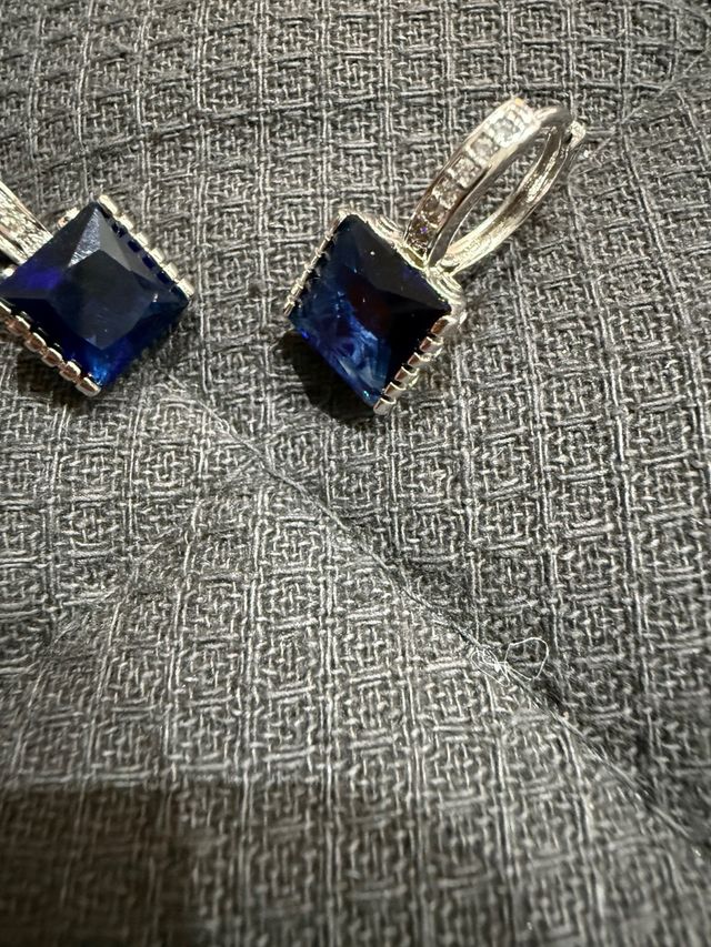 Orecchini argento con zaffiro blu