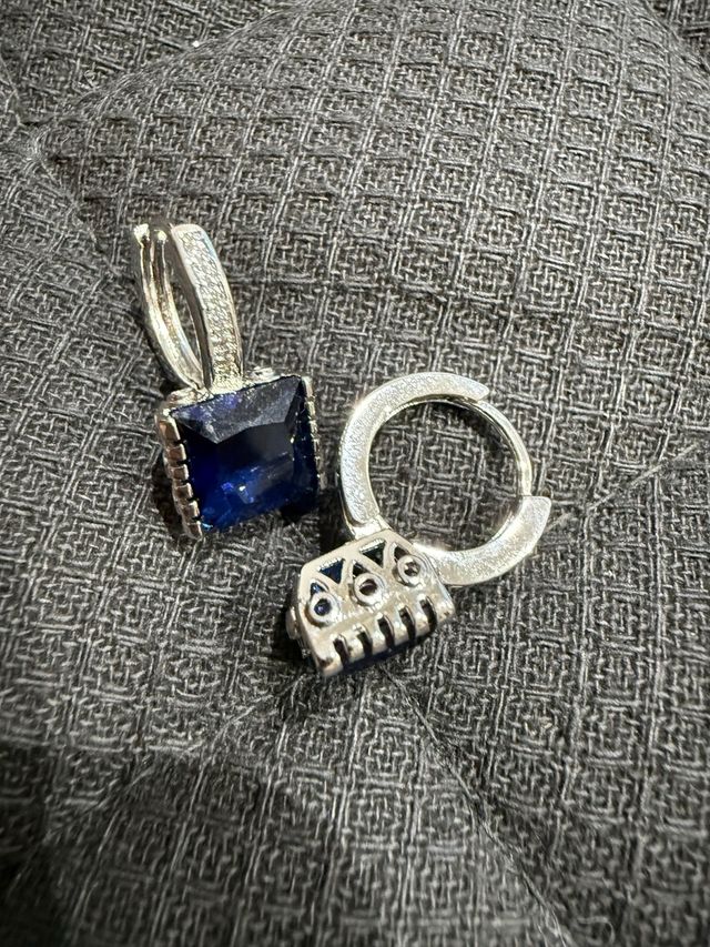 Orecchini argento con zaffiro blu