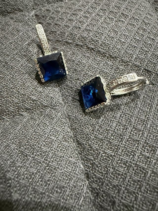 Orecchini argento con zaffiro blu