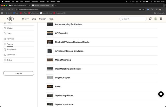 Cuenta iLok Universal Audio, Luna Pro, Sound toys,